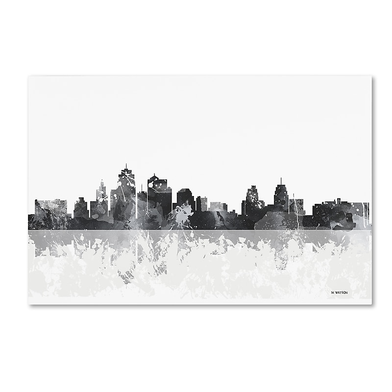 Trademark Fine Art Marlene Watson 'Kansas City Missouri Skyline' 12" x 19" Canvas Stretched Art Print (190836200108) image 1