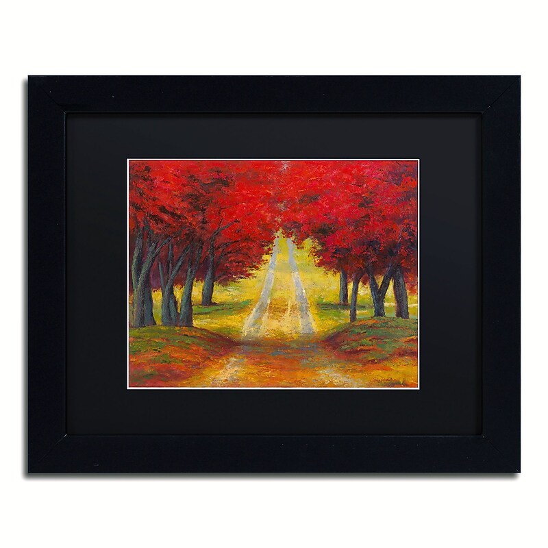 Trademark Fine Art Daniel Moises 'Autumn Pathway' 11" x 14" Matted Framed Art Print (190836277629) image 1