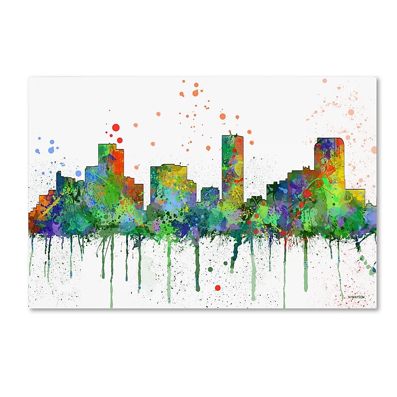 Trademark Fine Art Marlene Watson 'Denver Colorado Skyline Mclr-1' 12" x 19" Canvas Stretched Art Print (190836203604) image 1