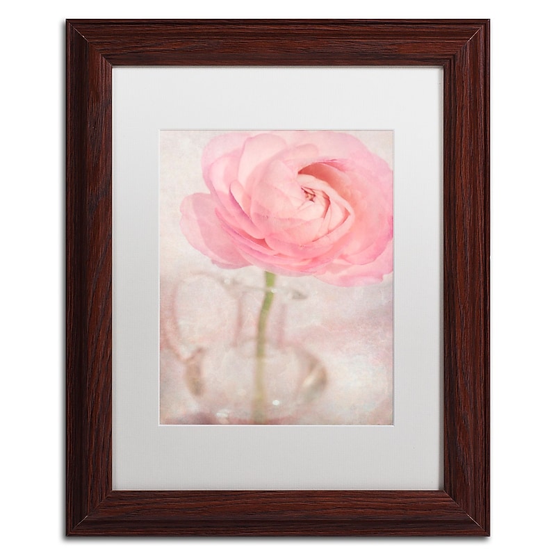 Trademark Fine Art Cora Niele 'Single Rose Pink Flower' 11" x 14" Matted Framed Art Print (190836260607) image 1