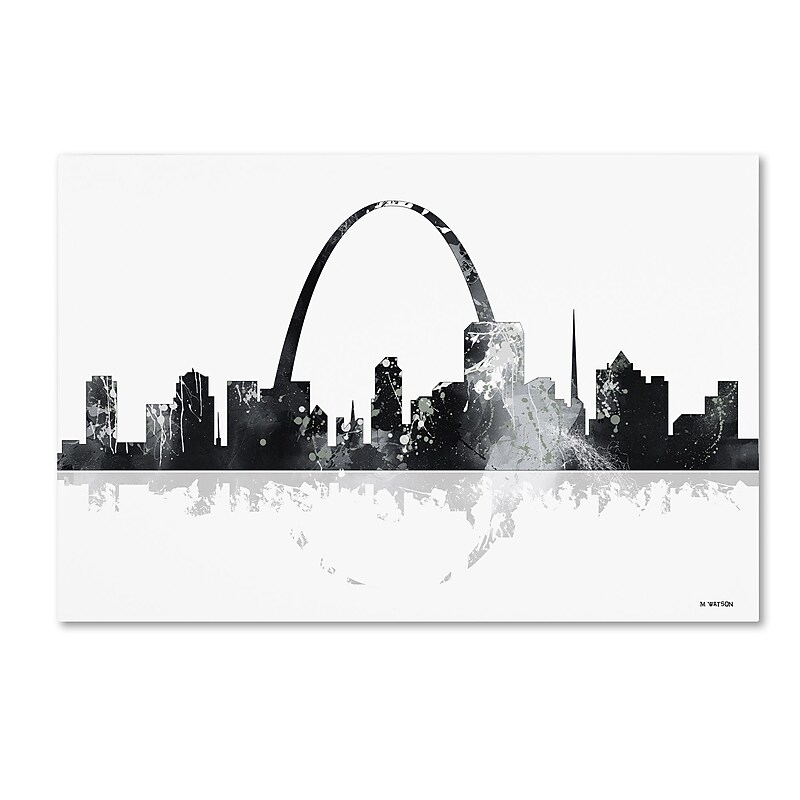 Trademark Fine Art Marlene Watson 'St Louis Missouri Skyline' 12" x 19" Canvas Stretched Art Print (190836200245) image 1