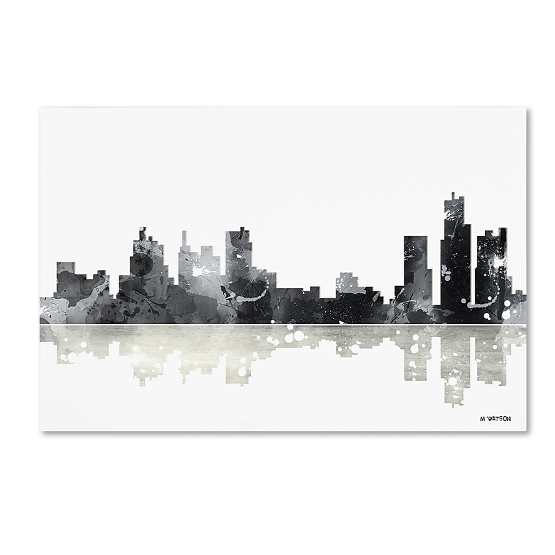 Trademark Fine Art Marlene Watson 'Boston Mass Skyline BG-1' 12" x 19" Canvas Stretched Art Print (190836191420) image 1