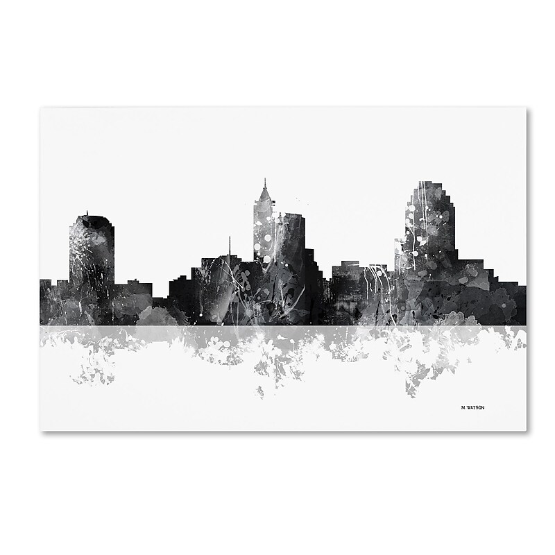 Trademark Fine Art Marlene Watson 'Raleigh North Carolina Skyline BG-1' 12" x 19" Canvas Stretched Art Print (190836197446) image 1