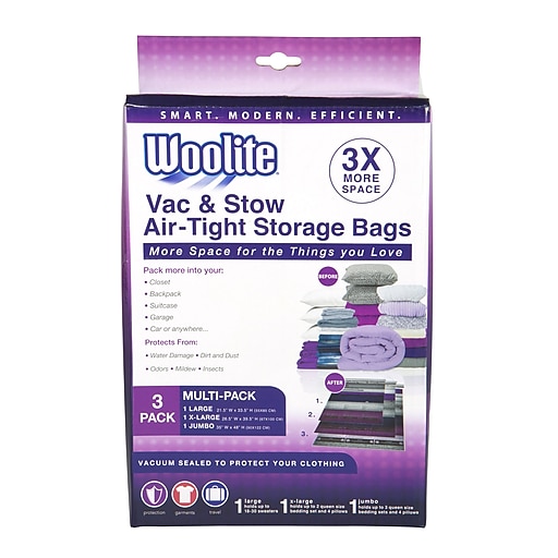 Woolite 3 Piece Air-Tight Vacuum Storage Bag Multi-Pack & Reviews