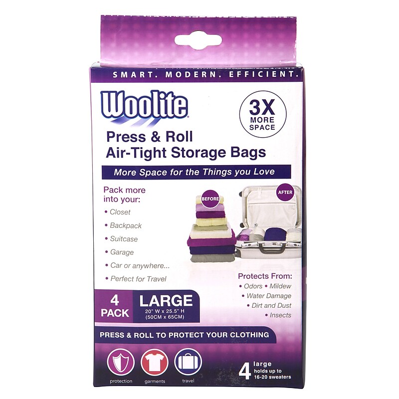 Woolite 4 Piece Air-Tight Vacuum Storage Bags Multi-Pack image 1