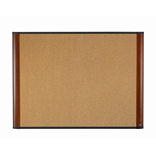 3M™ Cork Board, 36" x 24", Widescreen, MahoganyFinish Frame (C3624MY