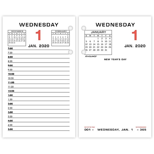 2020 at a glance 3 1 2 x 6 daily loose leaf desk calendar refill