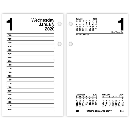 2020 ATAGLANCE Daily LooseLeaf Desk Calendar Refill with Monthly