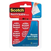 Scotch® Restickable Mounting Dots, 7/8" x 7/8", Clear, 18/Pack (R105)