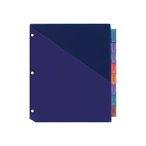 Avery® Two Tone Double Pocket Insertable Plastic Tab Dividers, 8Tab Staples