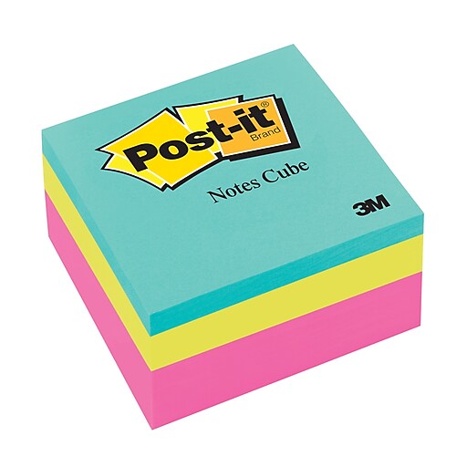 Postit® Notes, 3" x 3", Assorted Colors, 400 Sheets/Pad, 1 Pad/Pack