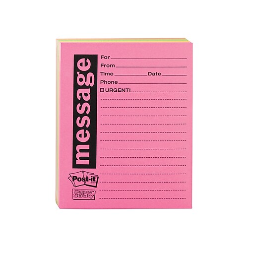 Postit® Telephone Message Pads, Rio de Janeiro Collection, 3" x 3", 24