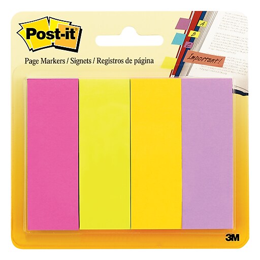 Postit® Page Markers, 7/8" x 2 7/8", Assorted Colors, 200 Sheets (671