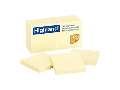 Highland Self-Stick Pads 3" X 3" 12 pk - Yellow