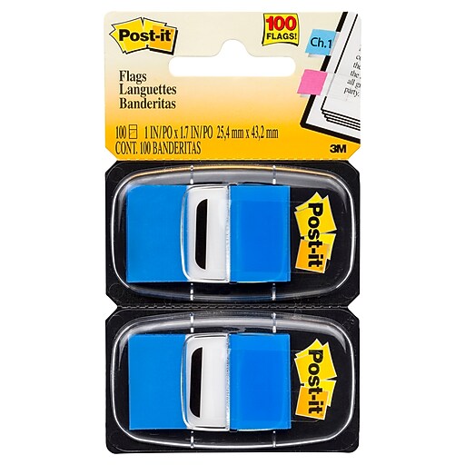 Postit® Flags, 1" x 1.7", Blue, 100 Flags (680BE2) at Staples