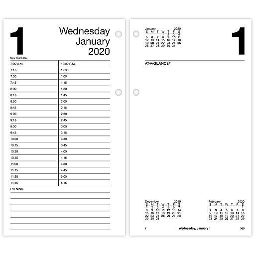 2020 ATAGLANCE 4 1/2" x 8" Daily LooseLeaf Desk Calendar Refill