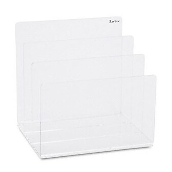 Clear Acrylic, Desk File Sorter, Three 2" Compartments, 8w x 6-1/2d x 7-1/2h,