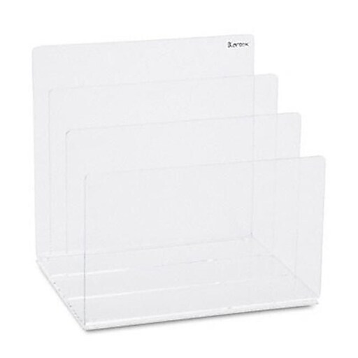 Clear Acrylic, Desk File Sorter, Three 2" Compartments, 8w x 61/2d x 7