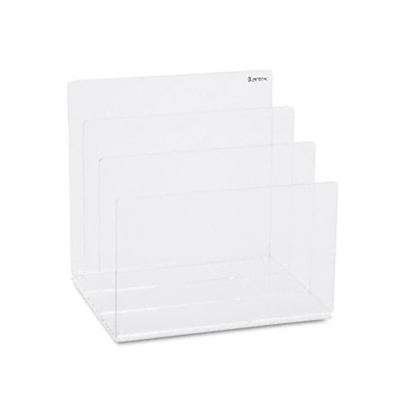 Clear Acrylic, Desk File Sorter, Three 2" Compartments, 8w x 6-1/2d x 7-1/2h, image 1