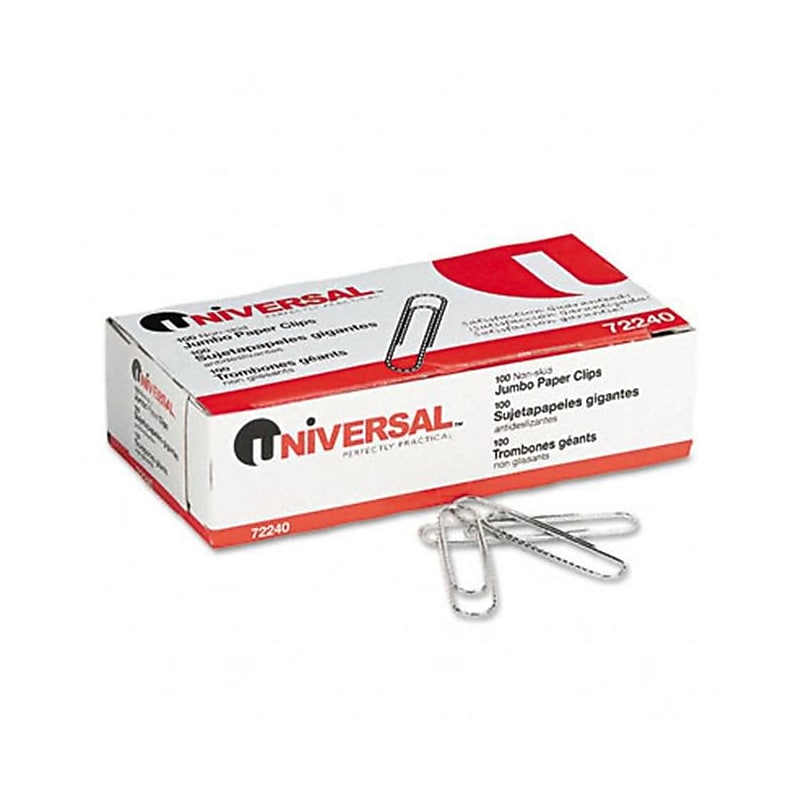 Universal Jumbo Paper Clips, Silver, 100 Clips/Pack, 10/Pack(72240) image 1