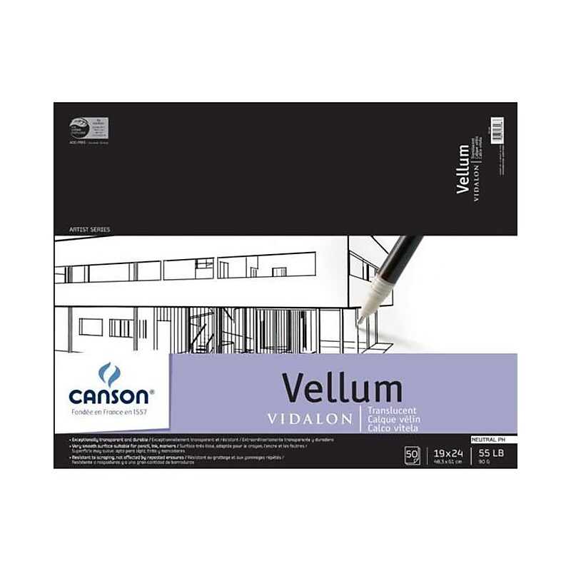 Canson Artist Series Vidalon 24" x 19" Vellum Sketch Pad, 50 Sheets/Pad (MCXC100510986) image 1