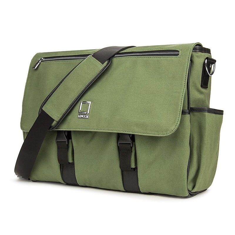 Lencca Camma SLR DSLR Canvas Camera Messenger Bag, Green (LENLEA401) image 1