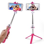 Vangoddy Bluetooth Remote Control Selfie Stick And Mini Tripod, Pink