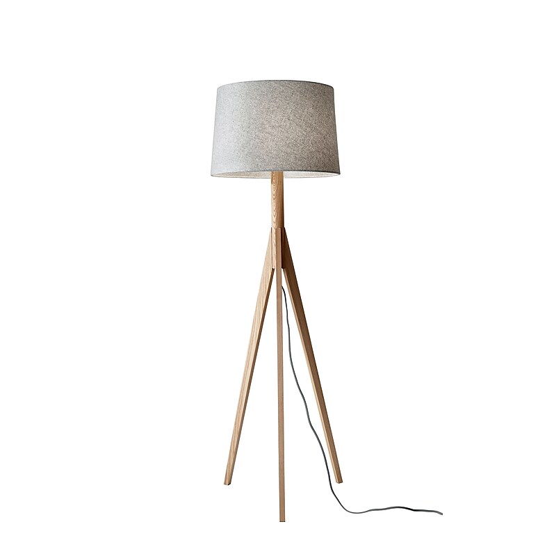 Adesso Eden 59.25"H Wood Floor Lamp with Drum Shade (3208-12) image 1