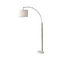 Adesso® Bowery 73.5"H Antique Brass Arc Floor Lamp with Off-White Textured Drum Shade (4249-21)