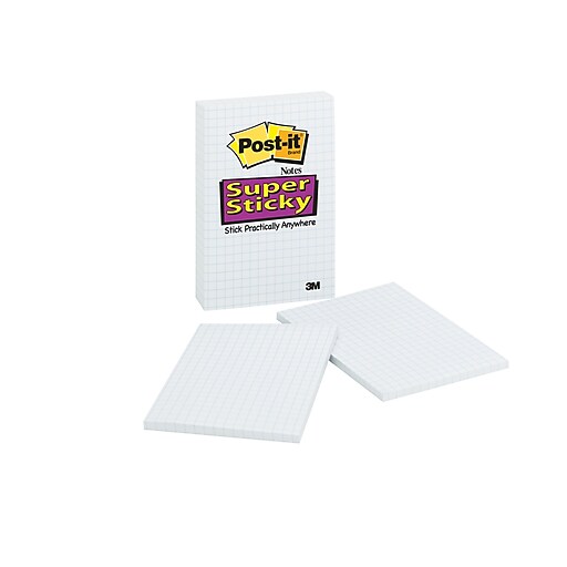 Post It Super Sticky Notes 4 X 6 White With Blue Grid 6 Pads 660 Ssgrid Staples