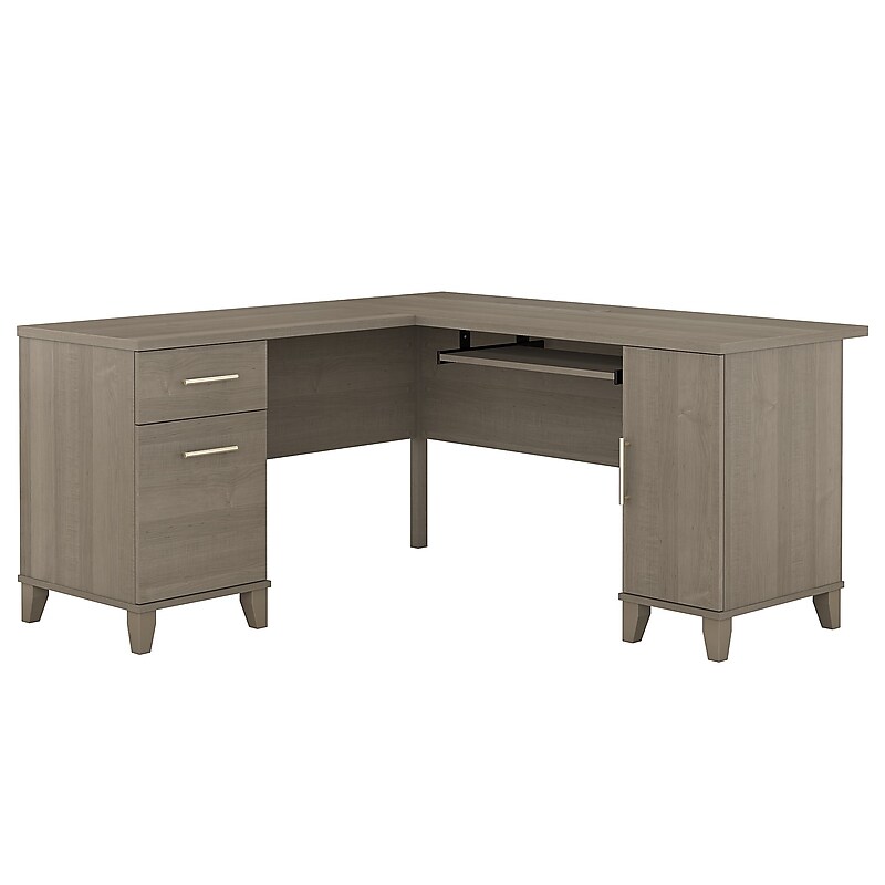 Bush Furniture Somerset 60"W L Shaped Desk with Storage, Ash Gray (WC81630K) image 1