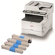 OKI MC363dn Network LED Digital Color All-In-One Printer & Toner Bundle
