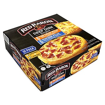 Red Baron Deep Dish Pizza Singles Variety Pack, 12/Pack (74924)