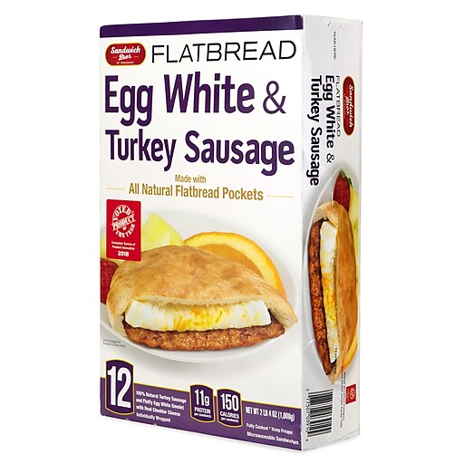 Sandwich Bros Egg White & Turkey Sausage Flatbread, 12 ...