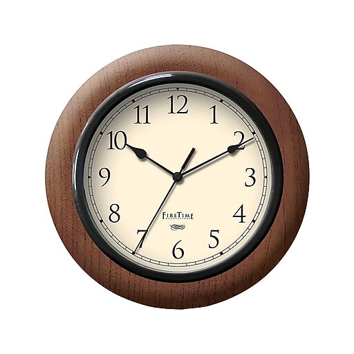 FirsTime® 11" Walnut Casual Round Wall Clock at Staples