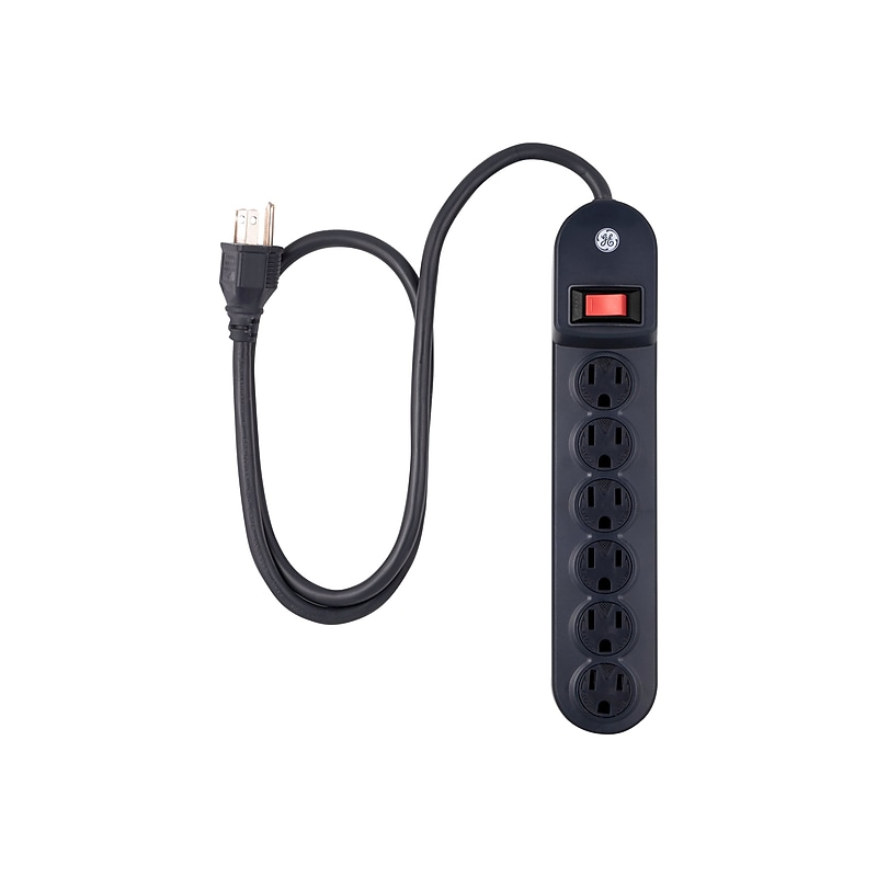 GE Heavy Duty 6 Outlet Power Strip, Black (56223) image 1
