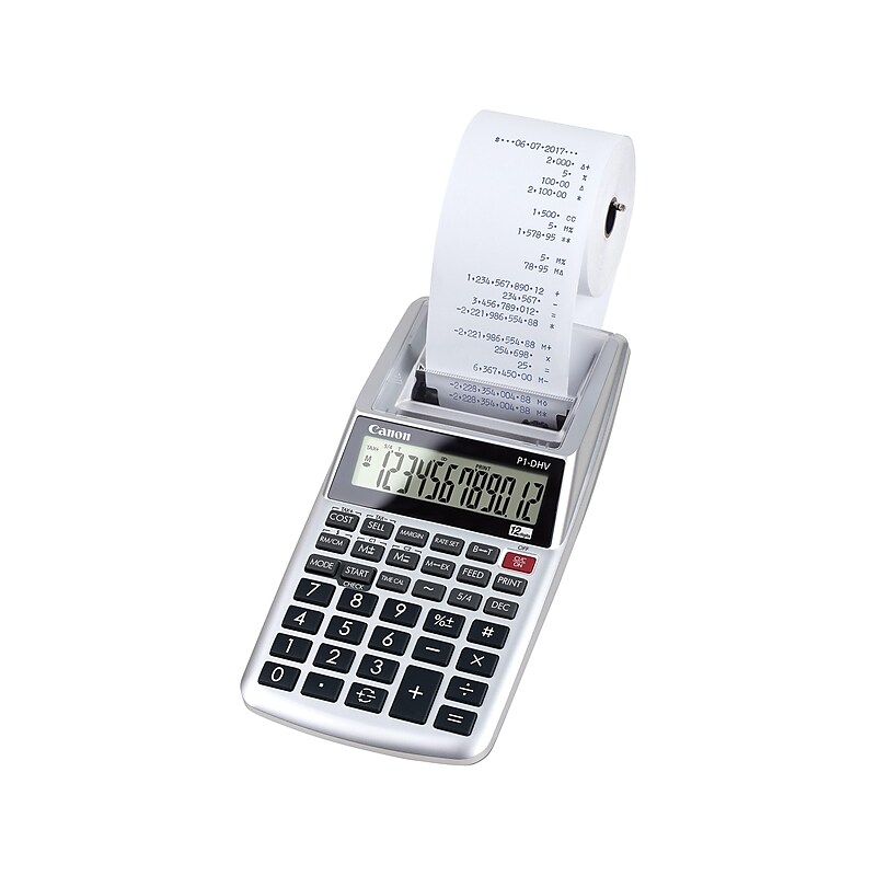 Canon P1-DH V-2 2203C001AA 12-Digit Desktop Printing Calculator, Silver image 1
