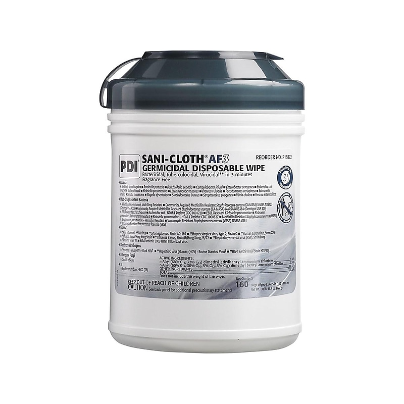 PDI Sani-Cloth AF3 Disinfecting Wipes, 160 Wipes/Container, 12/Carton (P13872CT) image 1