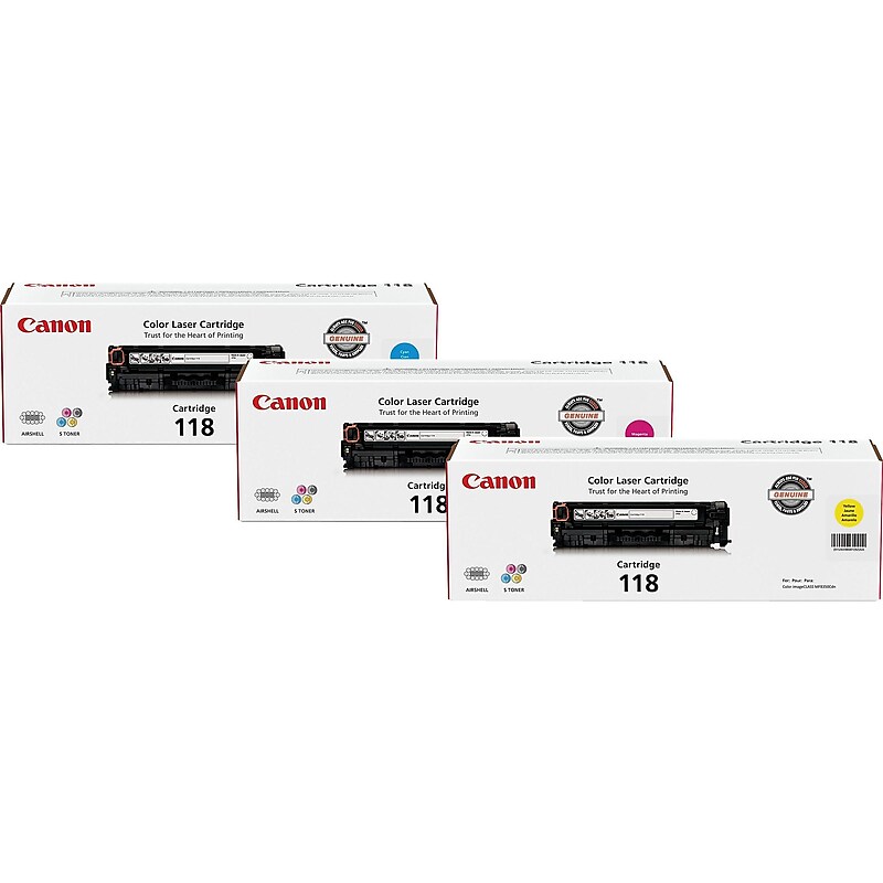 Canon 118 Cyan/Magenta/Yellow Standard Yield Toner Cartridge, 3/Pack (2660B015AA) image 1