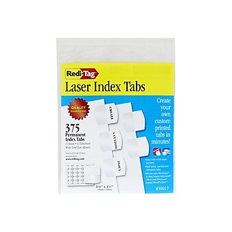 Redi-Tag Laser Tabs, White, 1.13" Wide, 375/Pack (39017)