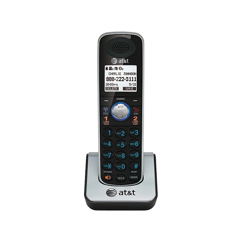 AT&T TL86009 2-Line Cordless Expansion Phone for TL86109, Silver/Black image 1