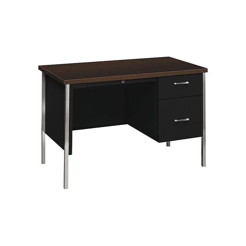HON 34000 Series 45"W Right Pedestal Desk, Mocha/Black (H34002R) image 1