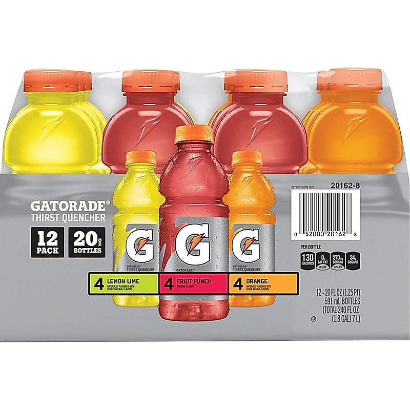 Gatorade Thirst Quencher Assorted Flavor Liquid Sports Drink, 20 Fl. oz, 12/Carton (QUA20162) image 1