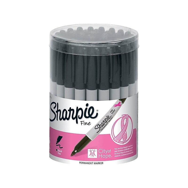 Sharpie Pink Ribbon Permanent Markers, Fine Tip, Black, 36/Pack (1801745) image 1