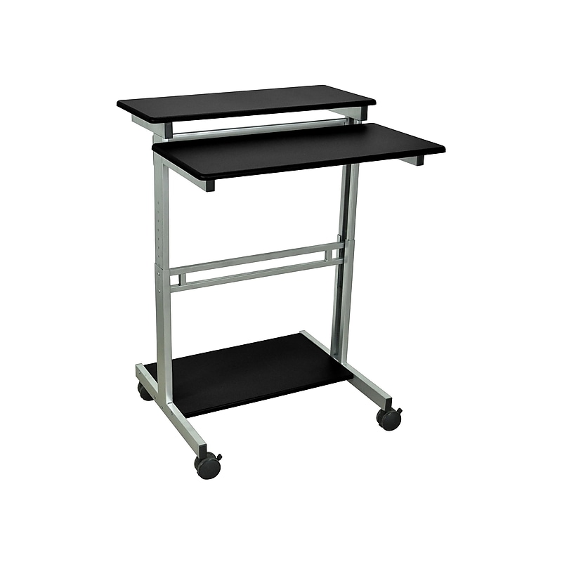 Luxor 2-Shelf Metal Mobile Presentation Cart with Lockable Wheels, Black/Gray (STANDUP-31.5-B) image 1