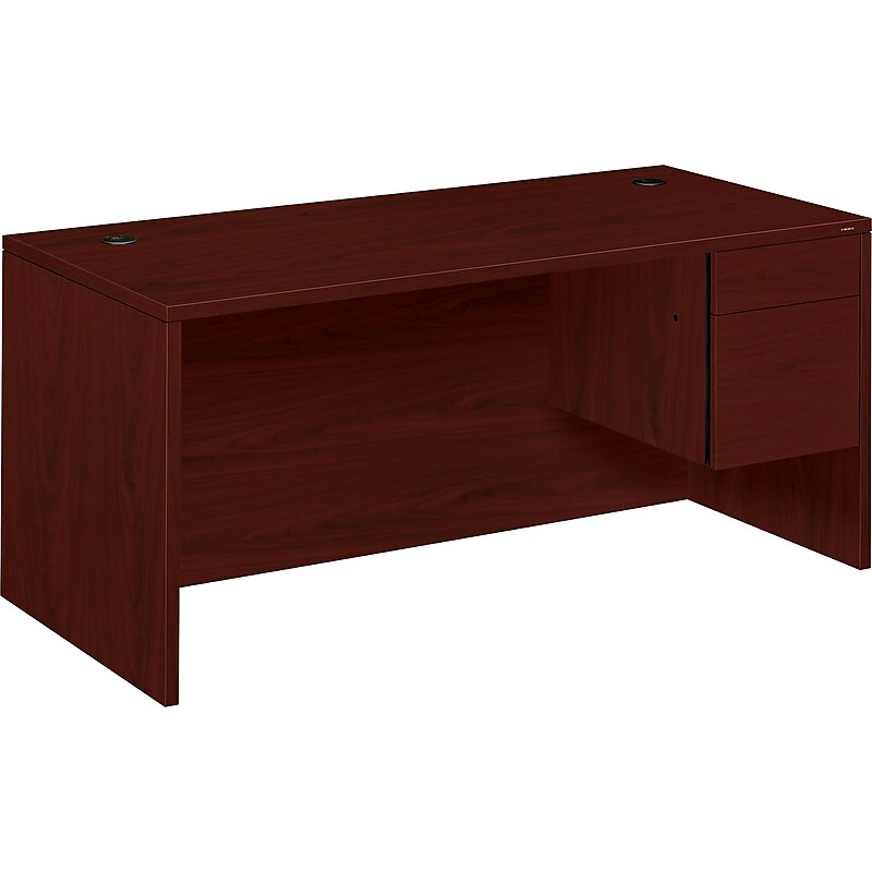 HON 10500 Series 66" Single Pedestal Desk, Mahogany (HON10583RNN) image 1