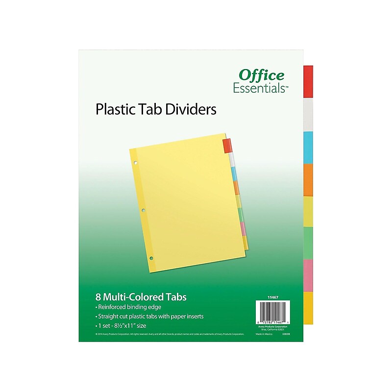 Office Essentials Insertable Paper Dividers, 8 Tabs, Multicolor (11467) image 1