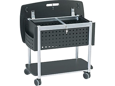 Safco Mobile Mobile Vertical File Cabinet, Letter/Legal Size, Lockable, 27"H x 29.75"W x 18.75"D, Black/Silver (5370BL)
