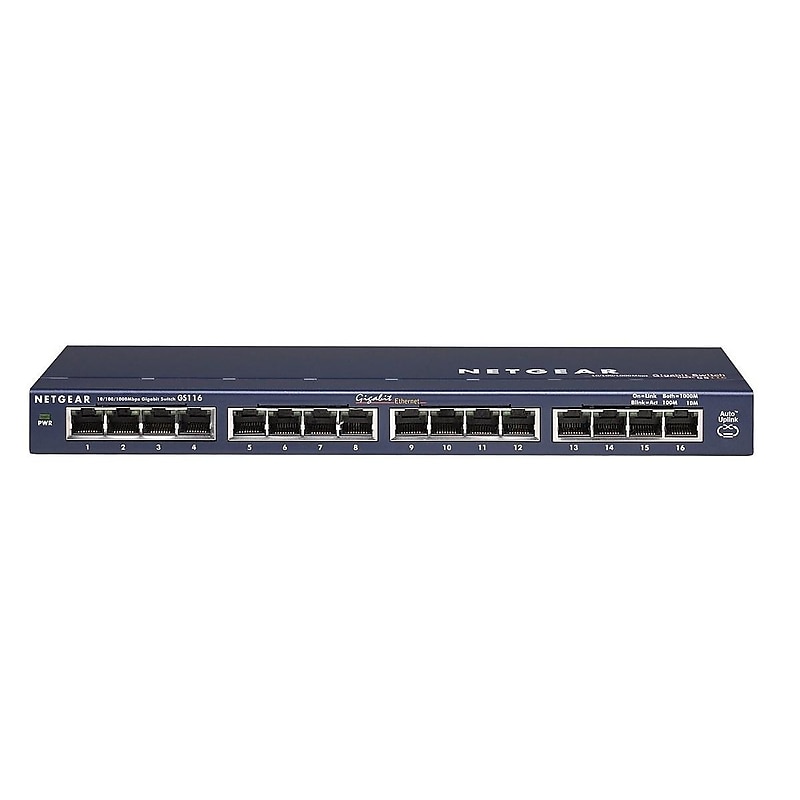 Netgear ProSAFE 16-Port Gigabit Ethernet Unmanaged Switch, 10/100/1000 Mbps, Blue (GS116NA) image 1