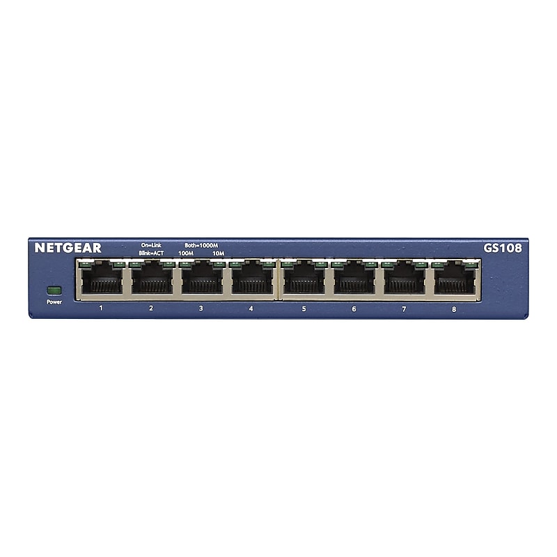 Netgear ProSAFE 8-Port Gigabit Ethernet Unmanaged Switch, 10/100 Mbps, Blue (GS108-400NAS) image 1